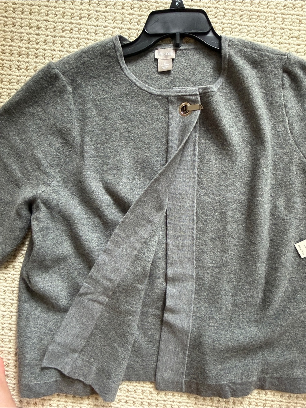 Chico's Gray Short-Sleeve Open-Front Jacket - Picture 4 of 4